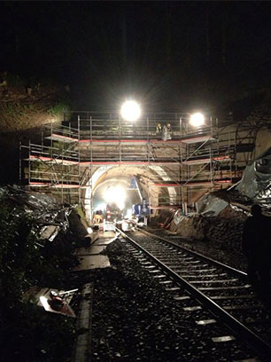 Spezialgerüst am Effolderbach-Tunnel zwischen Ranstadt und Effolderbach